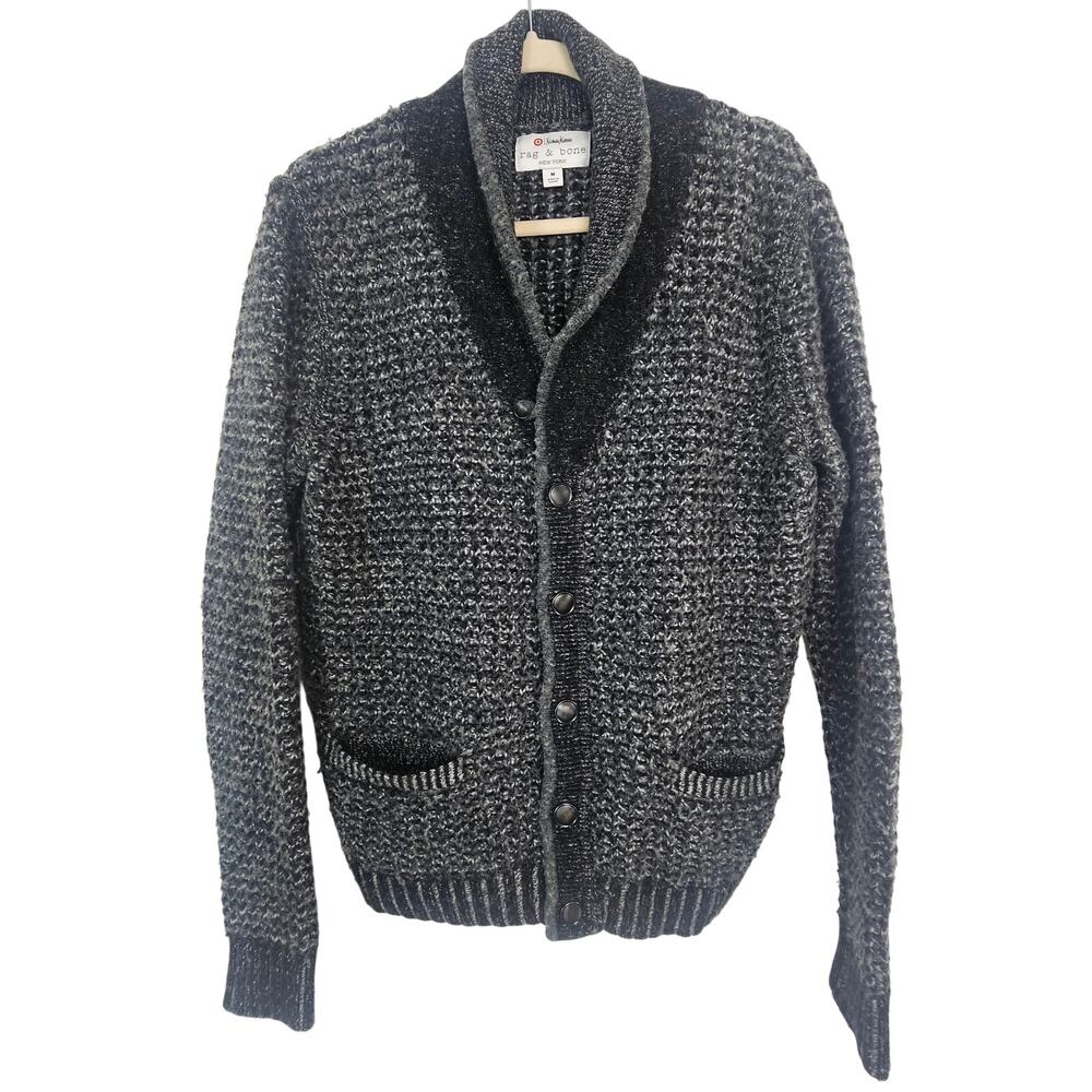 Neiman Marcus Rag & Bone Mens Wool Cardigan Sweater Size M Grandpacore Designer